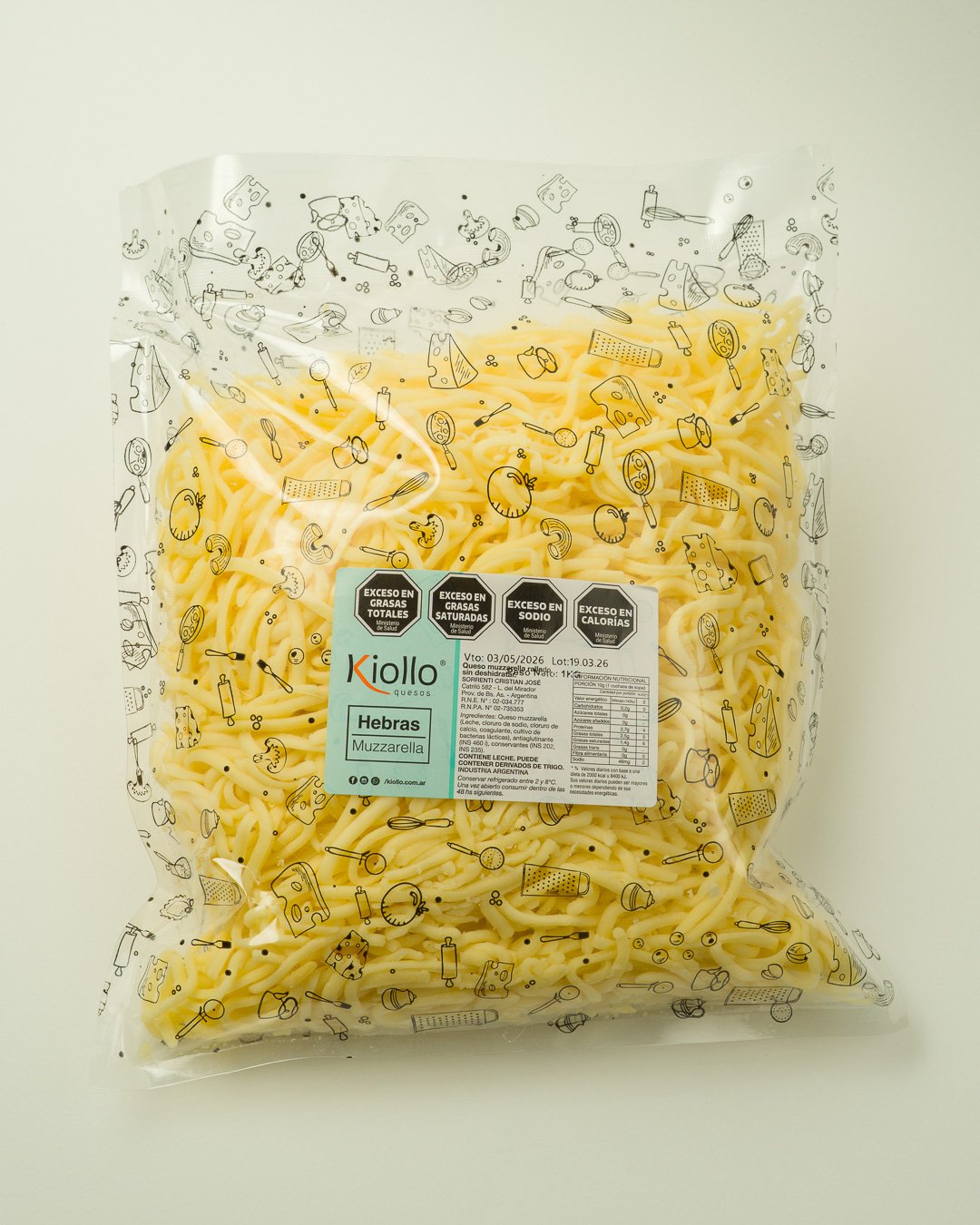Queso en Hebras Muzzarella 1 Kg